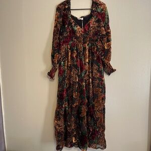 HARVEST GARDEN VELVET BURNOUT BOHO-Vintage Style Velvet Dress-NWT